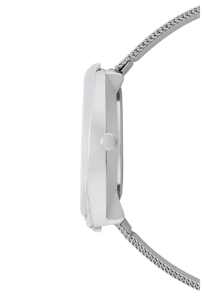 Nova 3 Faux Leather Strap Watch, 35mm, Alternate, color, SILVER