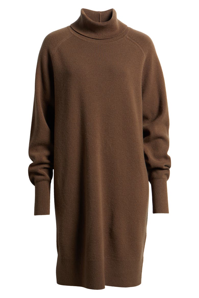 Felindane Turtleneck Long Sleeve Wool & Cashmere Sweater Dress, Alternate, color, MARSHLAND GREEN