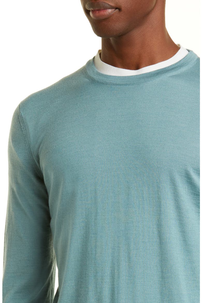 Men's Casheta Cashmere & Silk Sweater, Alternate, color, SEAFOAM BLUE