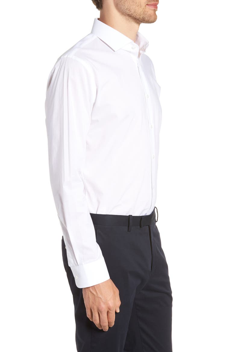 Trim Fit Solid Dress Shirt, Alternate, color, WHITE