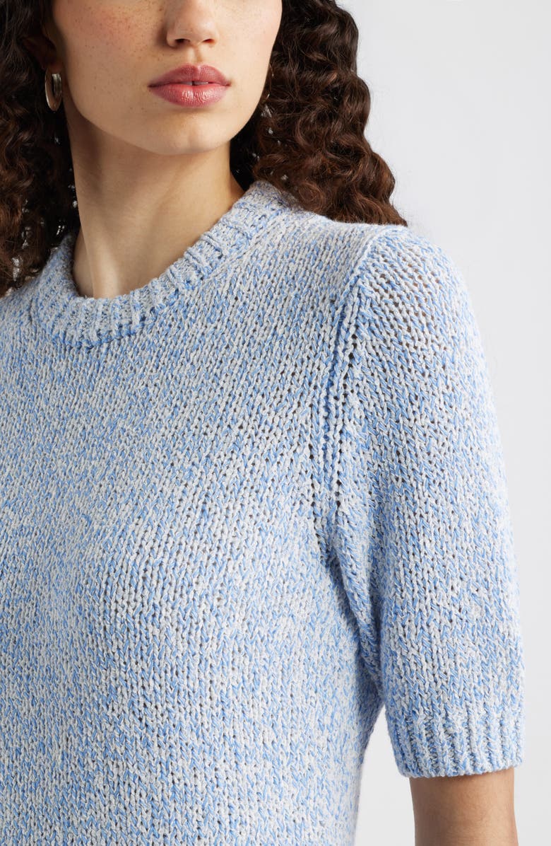 Nordstrom Elbow Sleeve Linen & Cotton Blend Sweater, Alternate, color, Blue Cornflower-Ivory Marl
