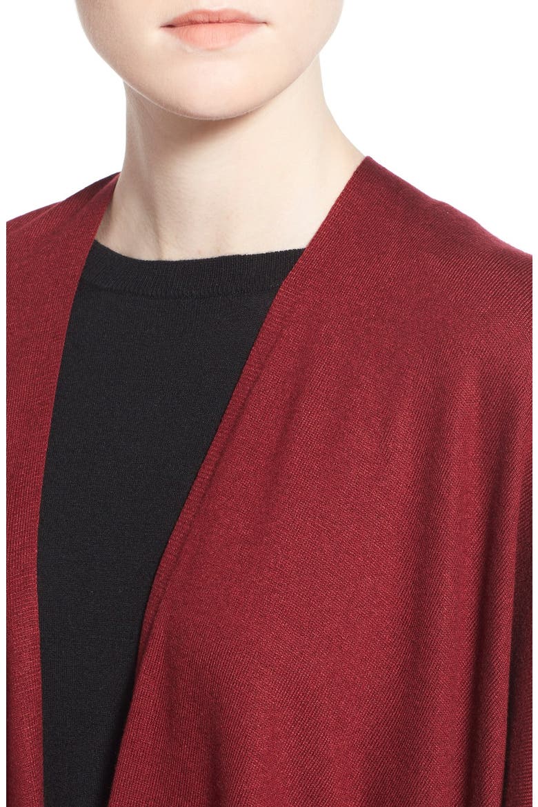 Everyday Solid Knit Ruana, Alternate, color, MERLOT