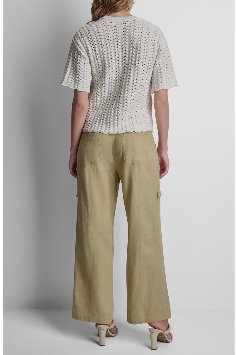 Open Lattice Stitch Short Sleeve Sweater, Alternate, color, COCONUT