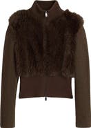 Desigual Faux Fur Ribbed Sweater Jacket