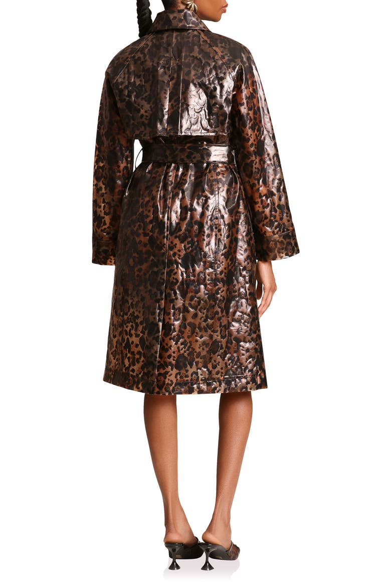 Leopard Print Rain Trench Coat, Alternate, color, LEOPARD