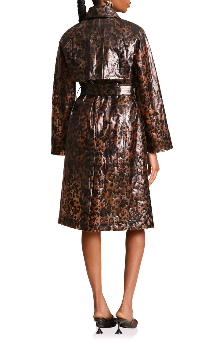 Avec Les Filles Belted Water Repellent Raincoat, Alternate, color, Leopard