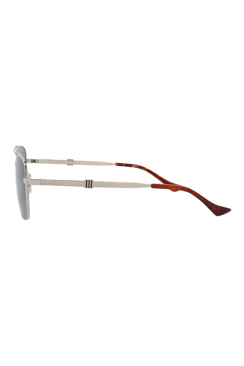 58mm Square Metal Frame Sunglasses, Alternate, color, SILVER SILVER BLUE
