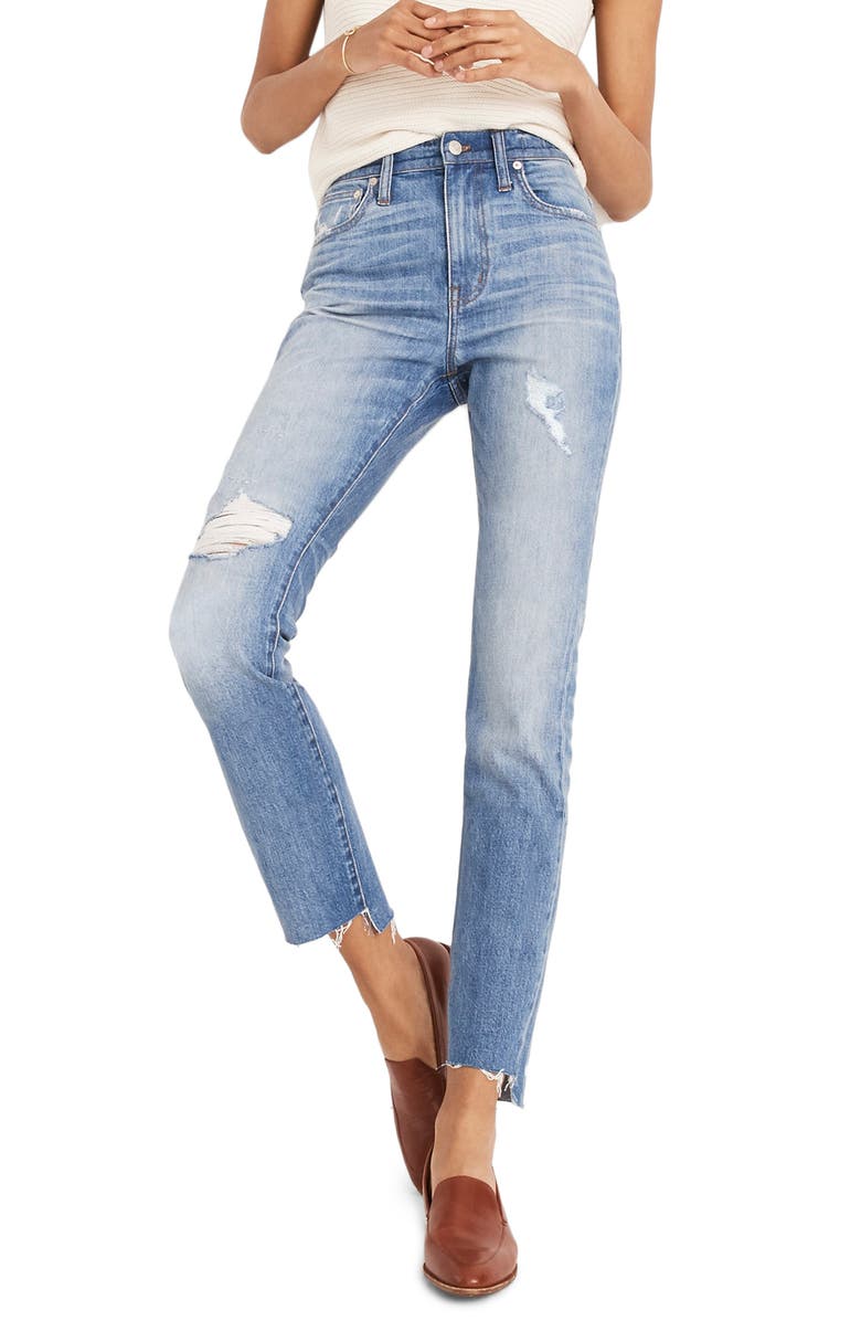 Madewell The High Waist Step Hem Slim Boy Jeans, Main, color, 