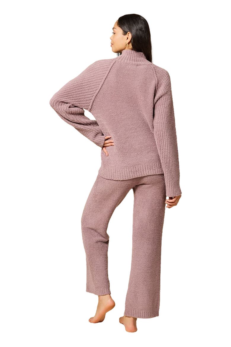 Solid Marshmallow Rib Mock Neck with Long Pant, Alternate, color, Driftwood