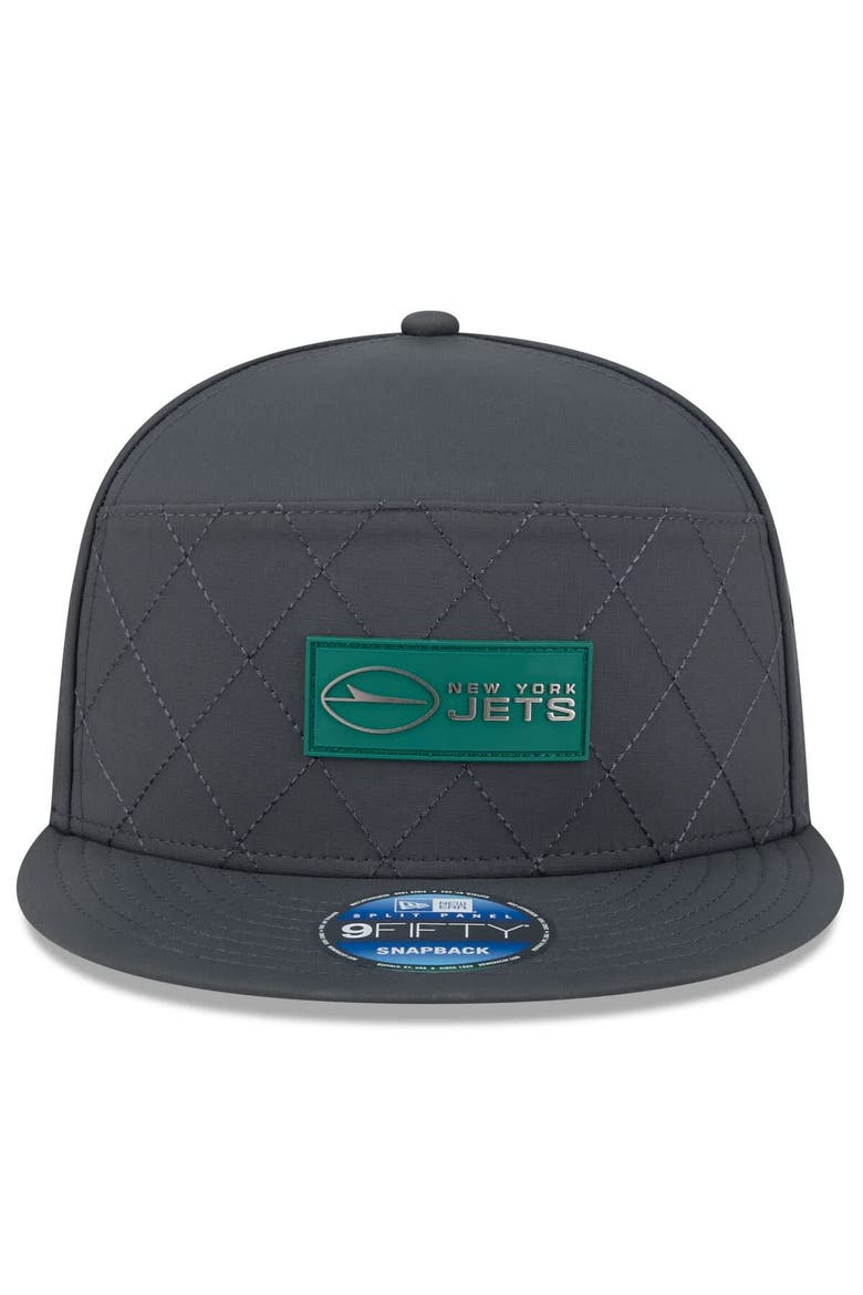 Men's New Era Charcoal New York Jets 2025 Sideline Cold Weather Split Panel 9FIFTY Snapback Hat, Alternate, color, Charcoal