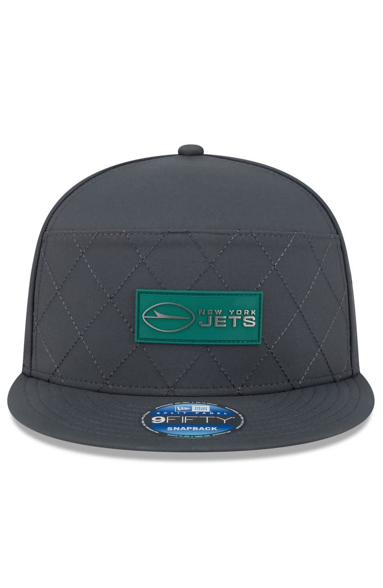 New Era Men's New Era Charcoal New York Jets 2025 Sideline Cold Weather Split Panel 9FIFTY Snapback Hat, Alternate, color, Charcoal