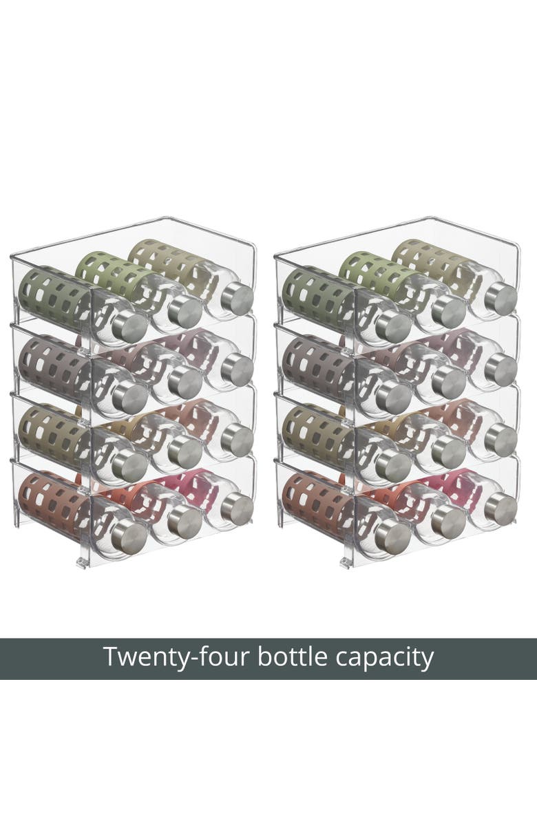 mDesign Plastic Free-Standing Stackable 3 Bottle Storage Rack, 8 Pack, Alternate, color, Clear