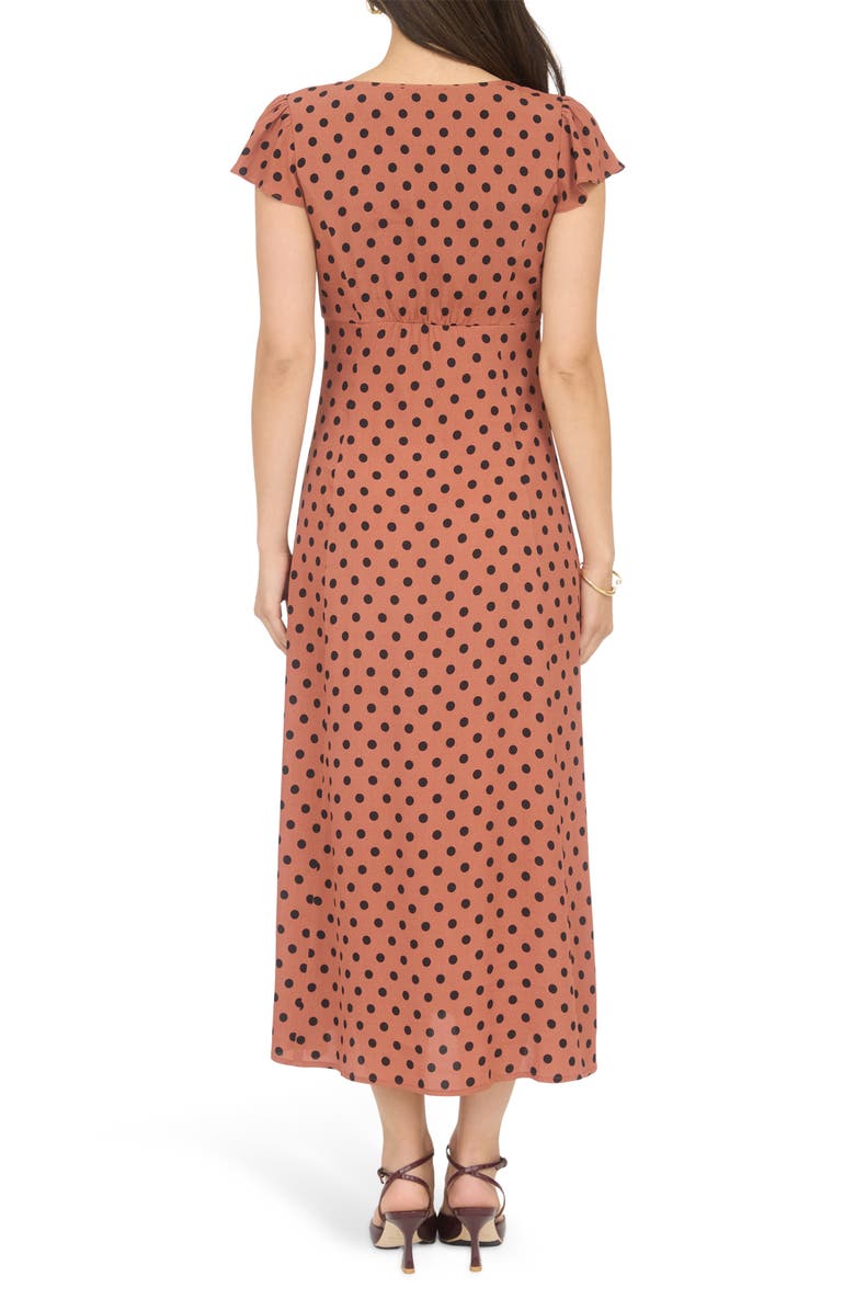 Blu Pepper Poka Dot Print Midi Dress, Alternate, color, Sienna