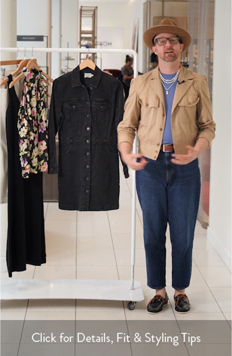 Michelle Long Sleeve Denim Mini Shirtdress, sales video thumbnail