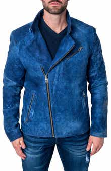 Maceoo Gene Blue Leather Jacket