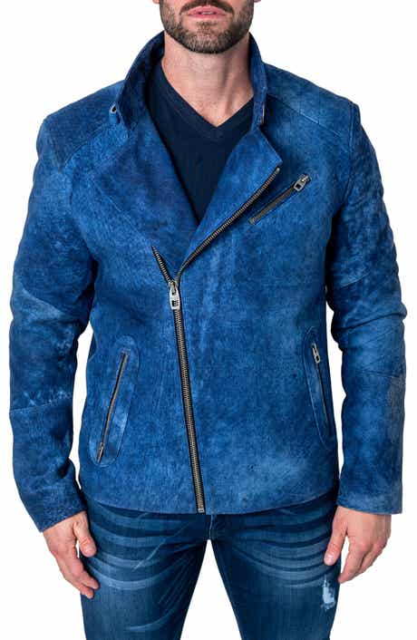 Maceoo Gene Blue Leather Jacket