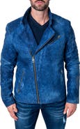 Maceoo Gene Blue Leather Jacket