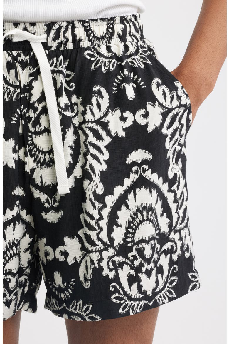 Xander Print Shorts, Alternate, color, BLACK