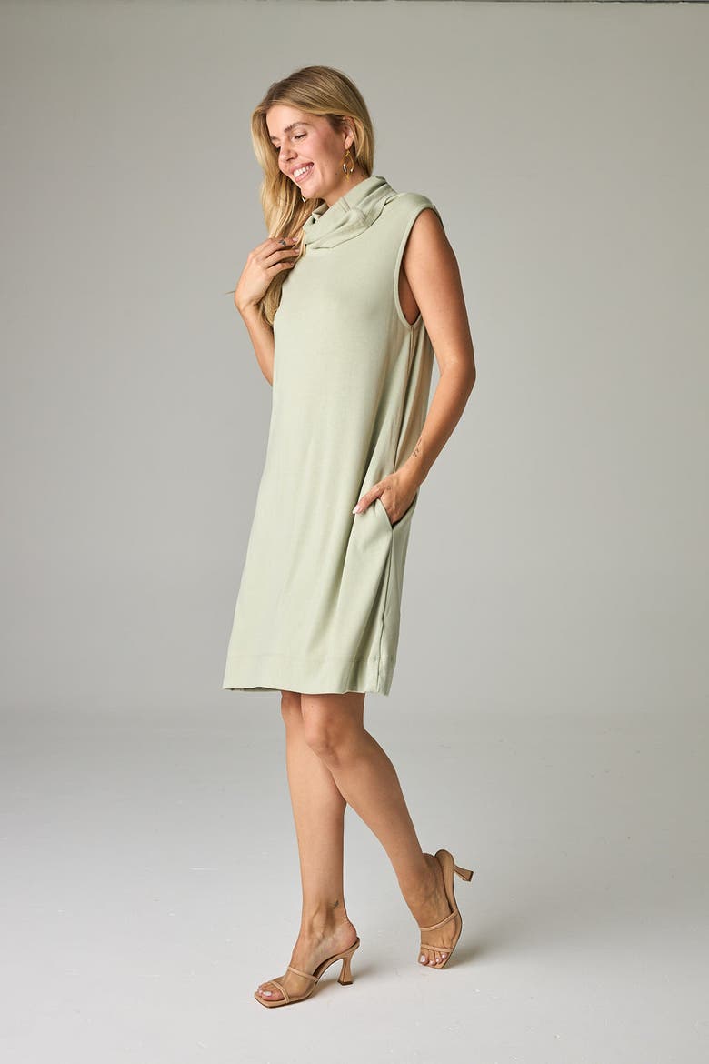 Kakadu Eco-Luxe Rib Sleeveless Funnel Neck Tunic/Dress - Ultra-Luxe Flow, Alternate, color, Fern