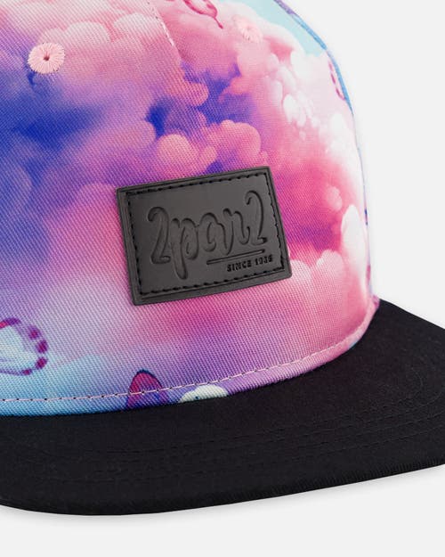 DEUX PAR DEUX DEUX PAR DEUX GIRL'S PRINTED CAP BUTTERFLIES ON MULTICOLORED AND BLACK BACKGROUND