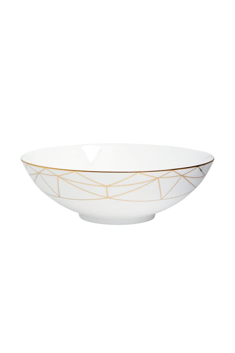 Gem Cut Gold Serving Bowl, Main, color, White