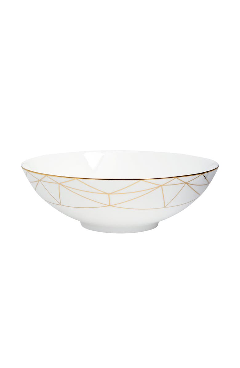 Prouna Gem Cut Gold Serving Bowl, Main, color, White