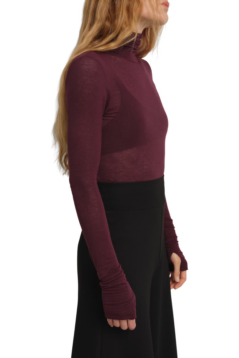 Eloise Sheer Turtleneck, Alternate, color, BURGUNDY