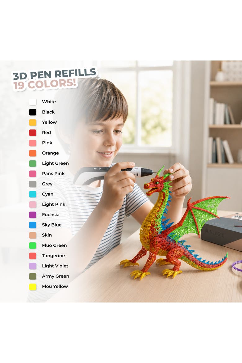 3D Printing Pen Filament Refills Set, Assorted Color 5M PLA refills, 20 pcs, Alternate, color, Assorted
