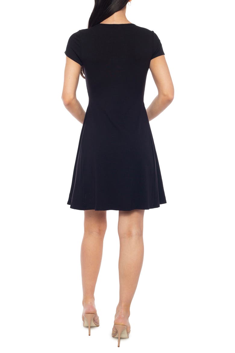 Rib Fit & Flare Dress, Alternate, color, BLACK