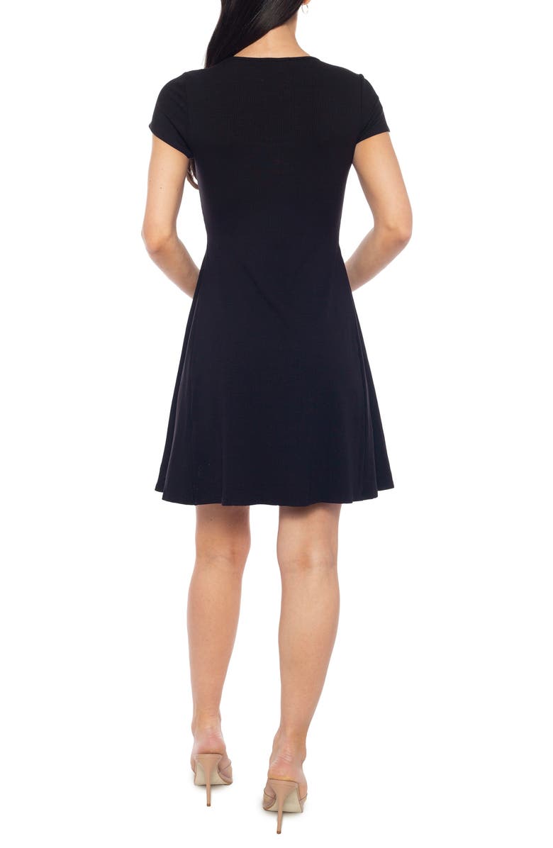 bebe Rib Fit & Flare Dress, Alternate, color, Black