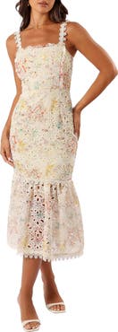Petal & Pup Isla Eyelet Ruffle Midi Dress