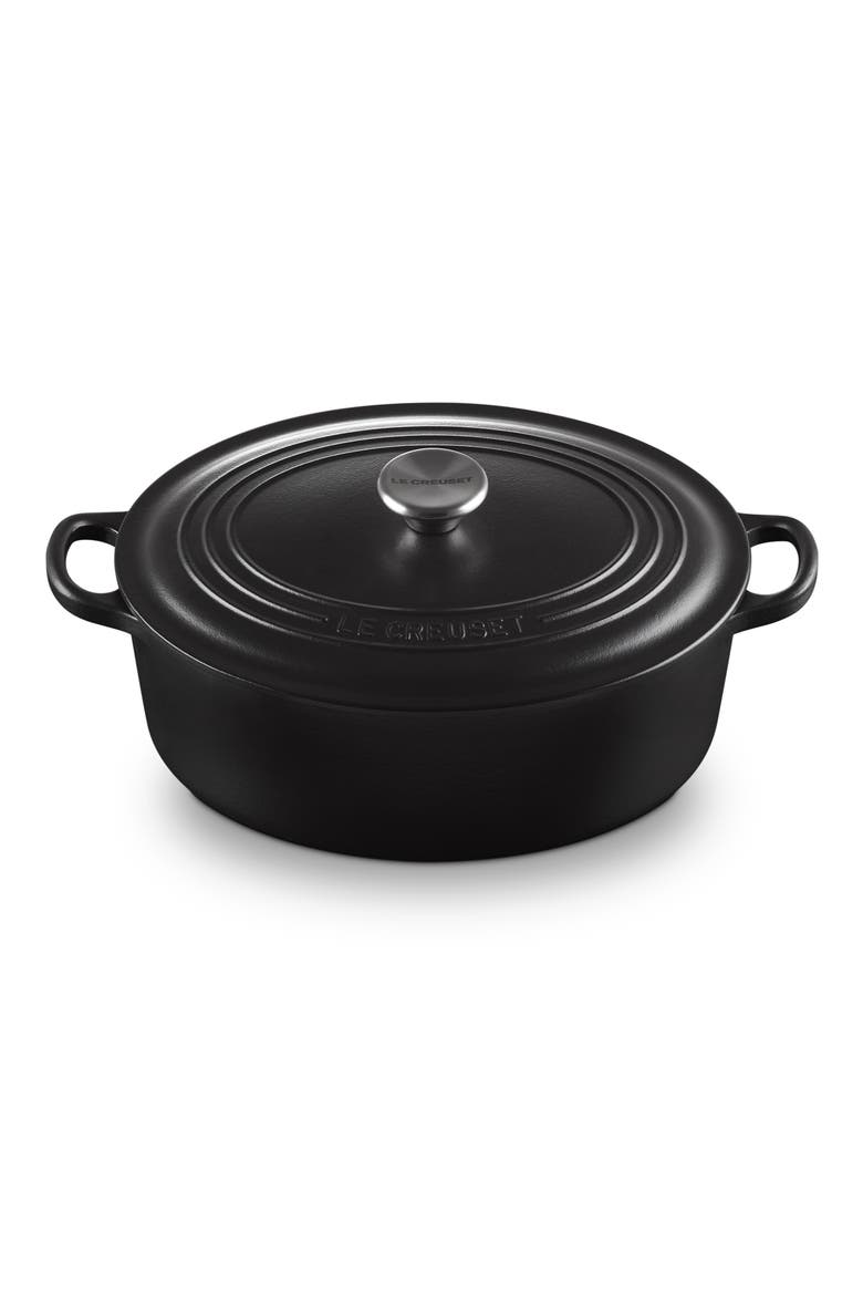 Traditional 4.5-Quart Enamel Cast Iron Oval Dutch Oven, Main, color, LICORICE