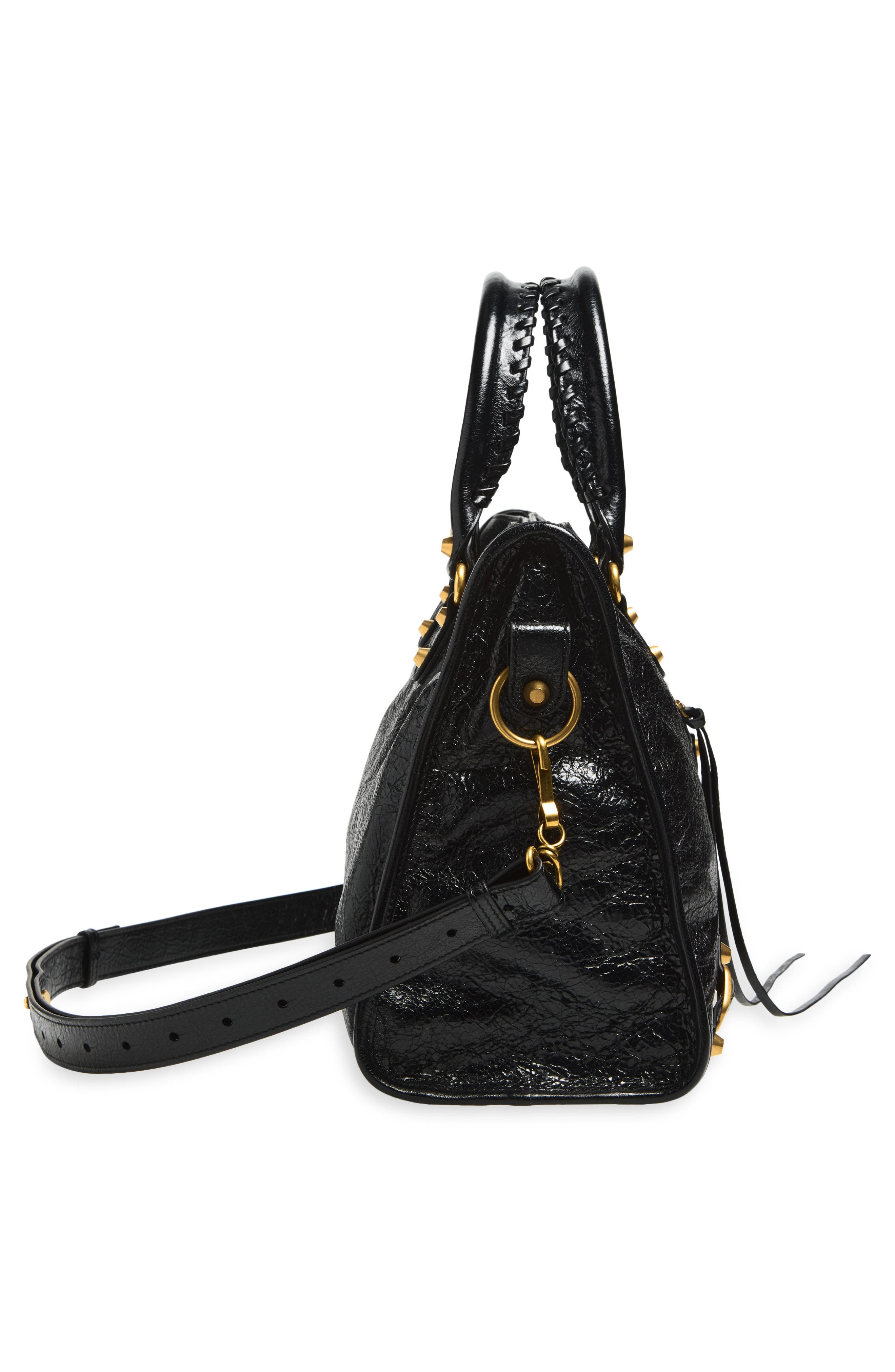 Balenciaga Medium Le City Crinkled Leather Tote, Alternate, color, 