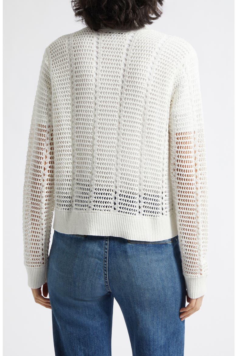 Star Open Stitch Cotton Blend Cardigan, Alternate, color, IVORY