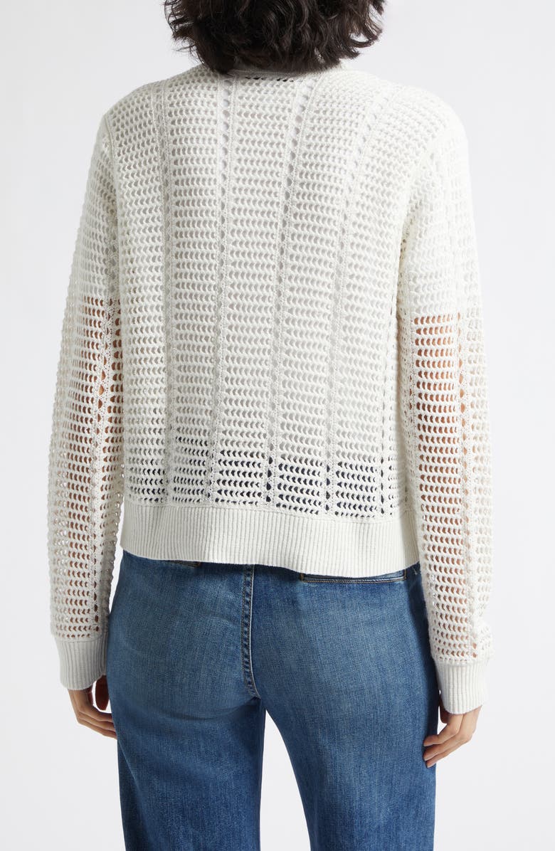 Reiss Star Open Stitch Cotton Blend Cardigan, Alternate, color, Ivory