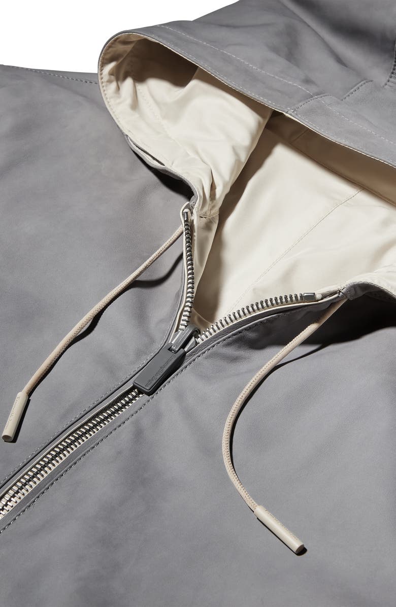 ZEGNA Reversible Calfskin Nappa & Technical Zip Hooded Jacket, Alternate, color,