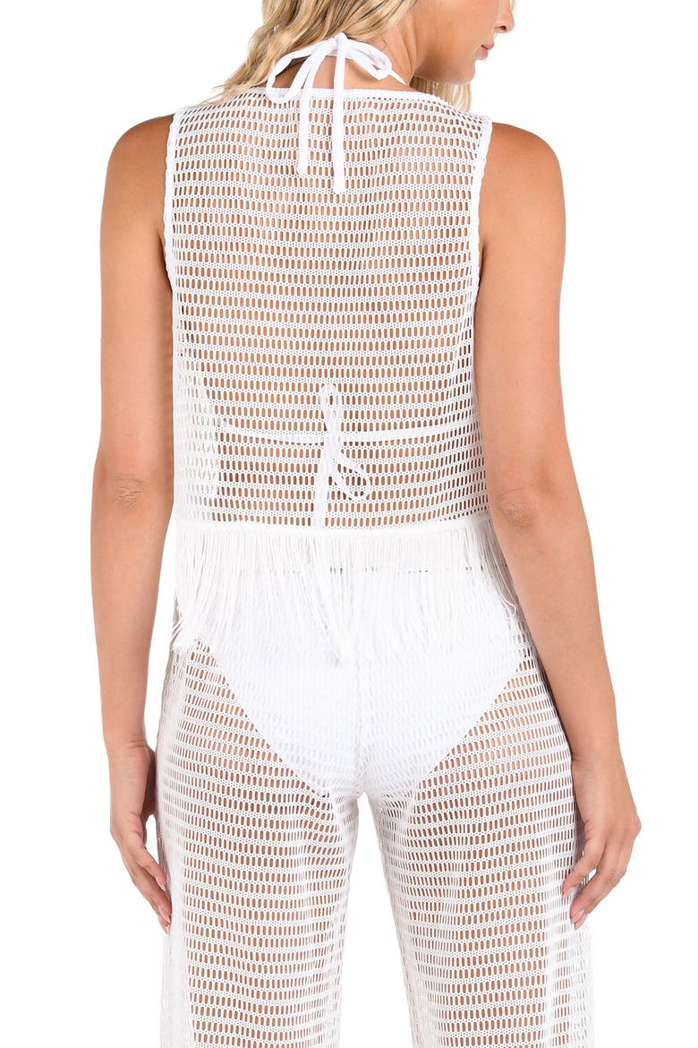 Fringe Trim Crochet Tank, Alternate, color, WHITE