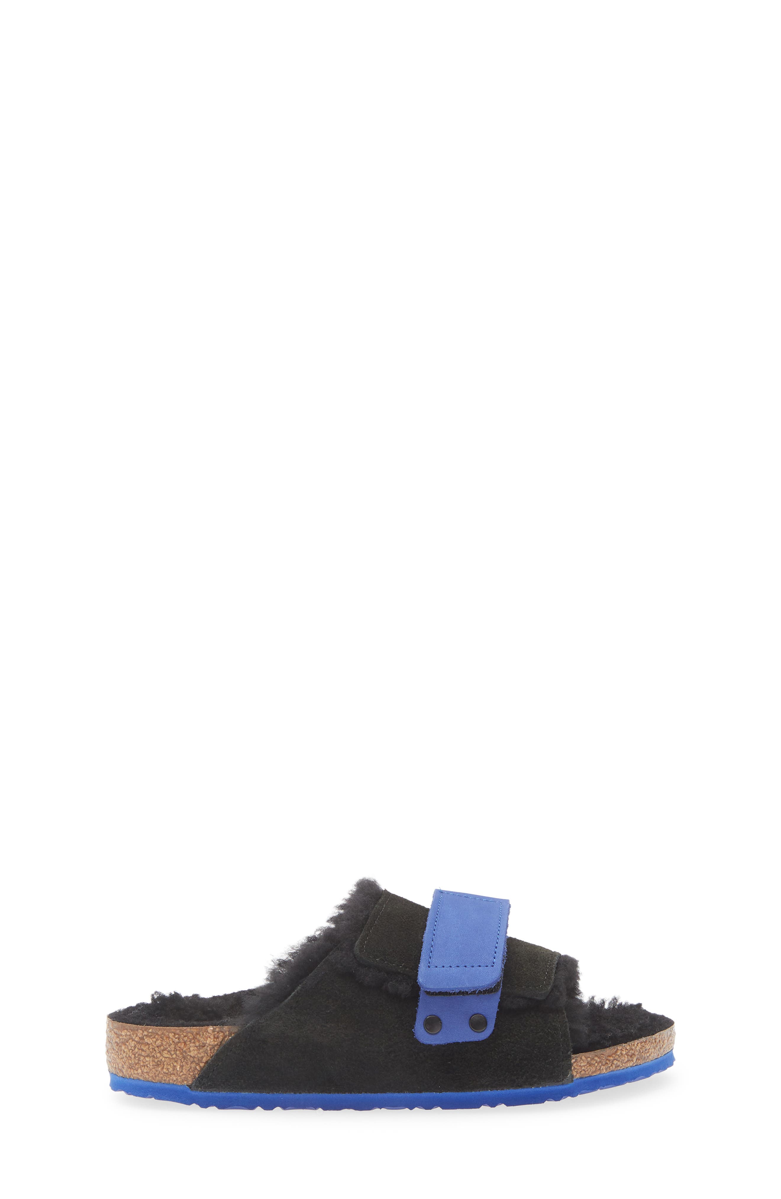 Birkenstock Kids' Kyoto Genuine Shearling Lined Slide Sandal, Alternate, color, Black