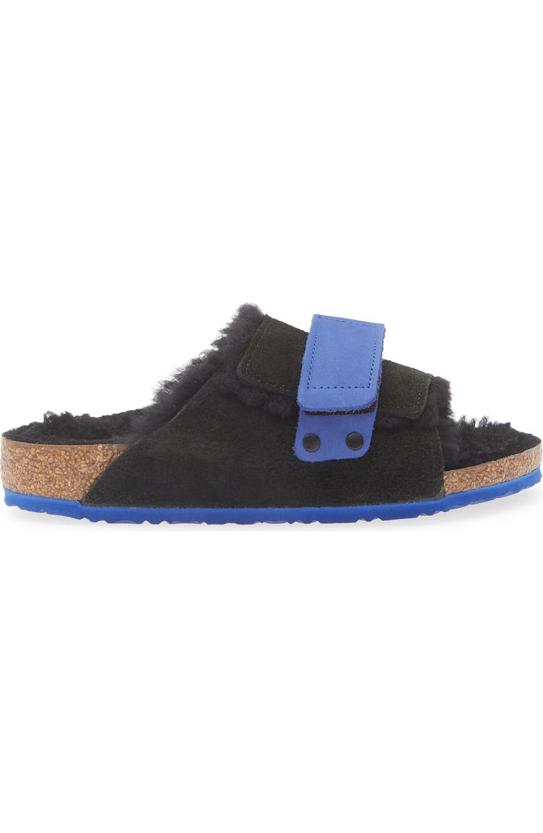 Birkenstock Kids' Kyoto Genuine Shearling Lined Slide Sandal, Alternate, color, Black