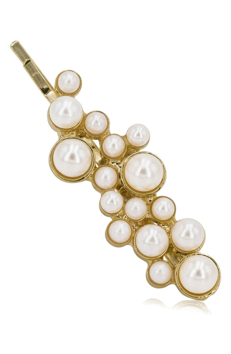 Brides & Hairpins Imitation Pearl Hair Clip, Main, color, Gold