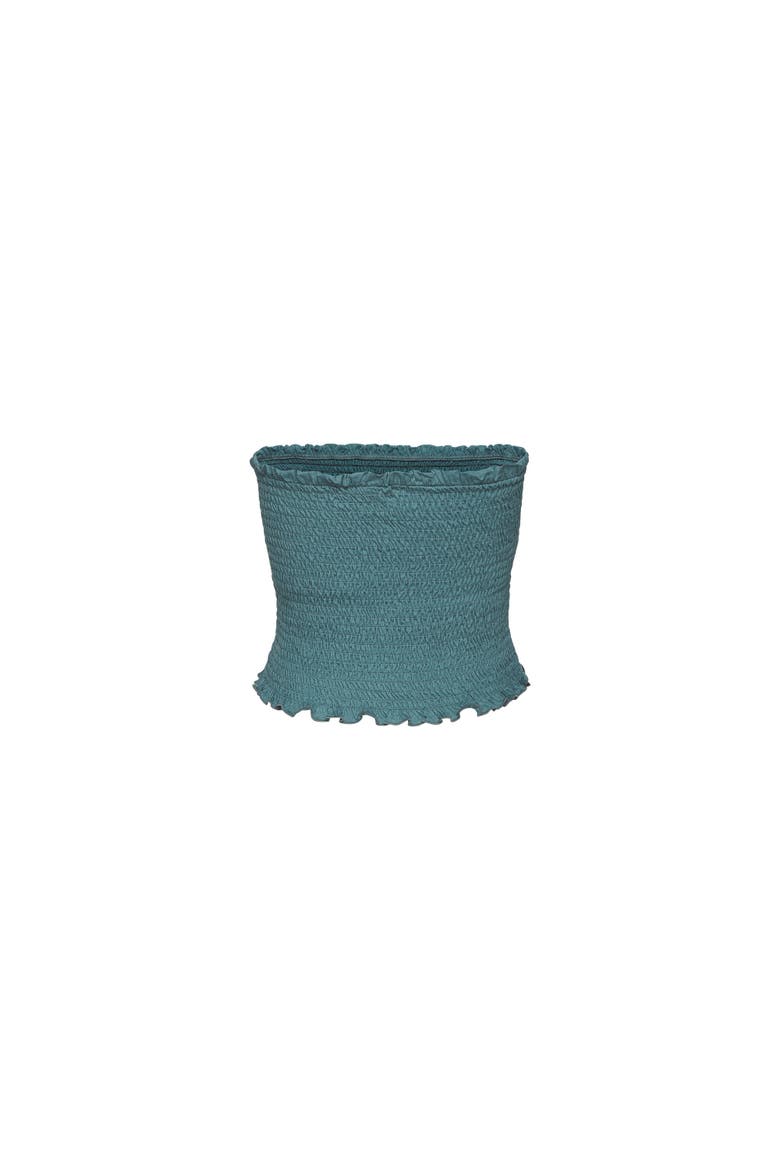 Smocked Strapless Top, Alternate, color, Teal