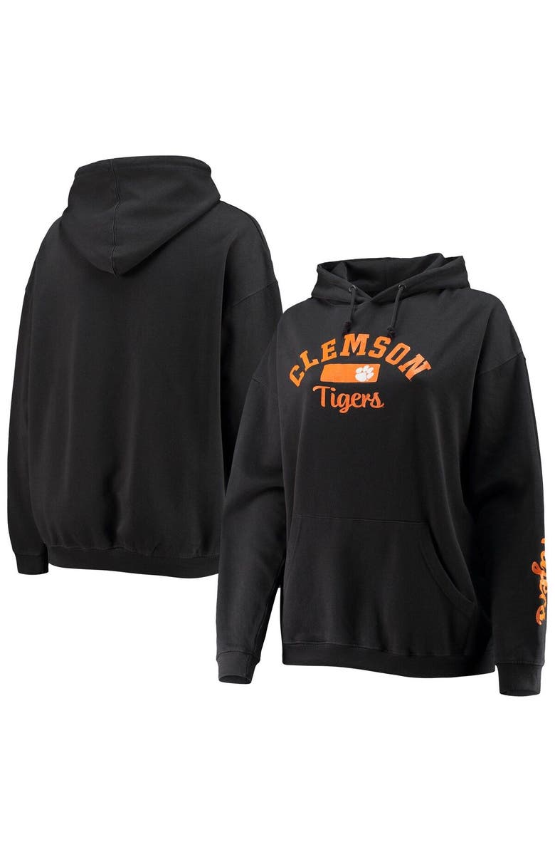 PRESSBOX Women's Pressbox Black Clemson Tigers Rock n Roll Super Oversized Pullover Hoodie, Main, color, Black