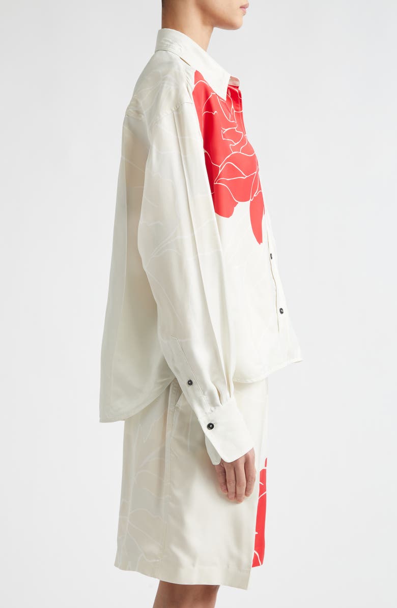 Victoria Beckham Long Sleeve Crop Button-Up Shirt, Alternate, color, Shell Cardinal Red