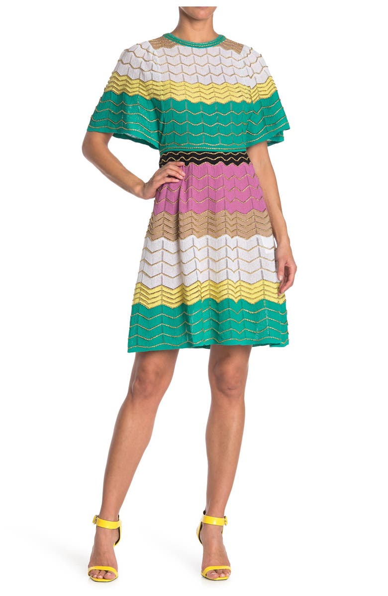M Missoni Colorblock Short Sleeve Knit Dress, Main, color, 