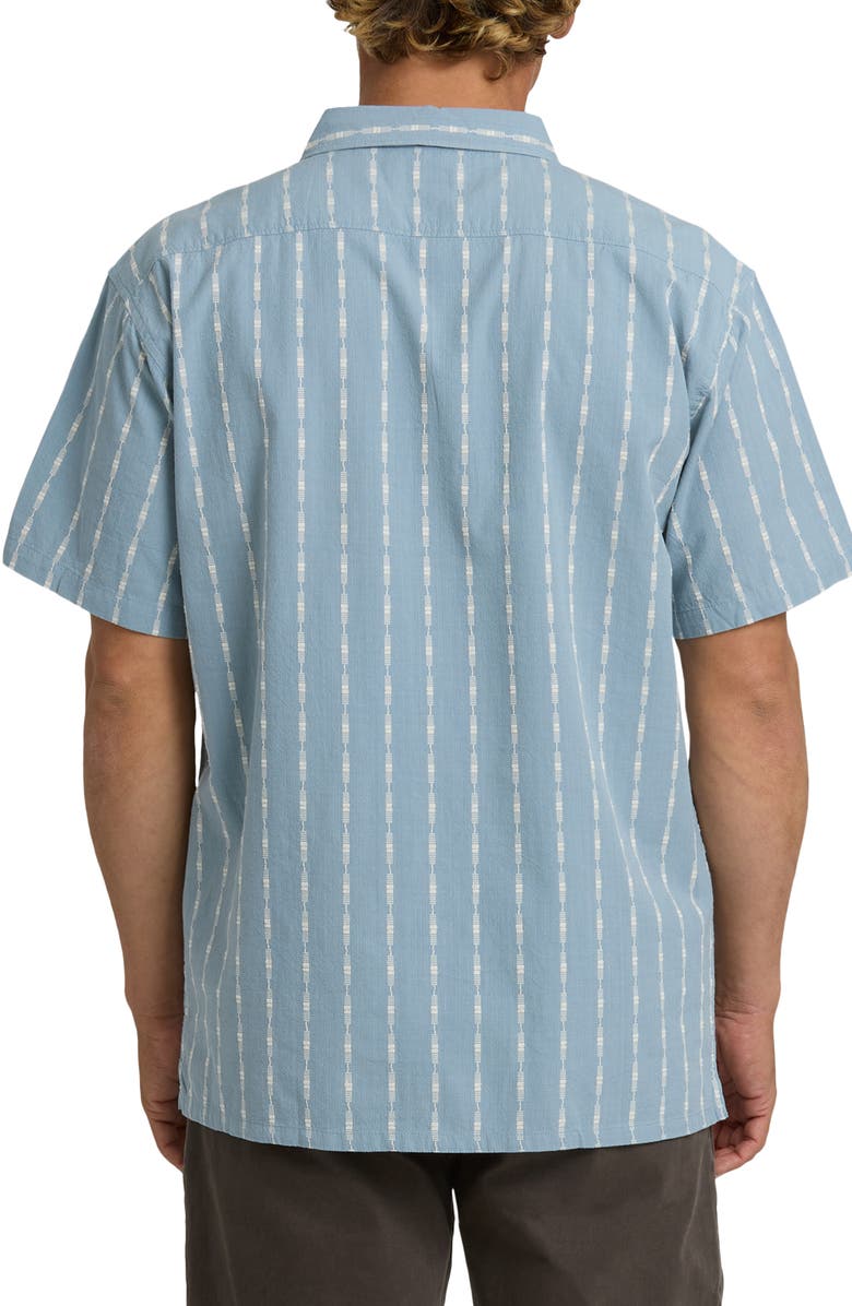 Billabong Sundays Stripe Jacquard Short Sleeve Cotton Button-Up Shirt, Alternate, color, Blue Fog