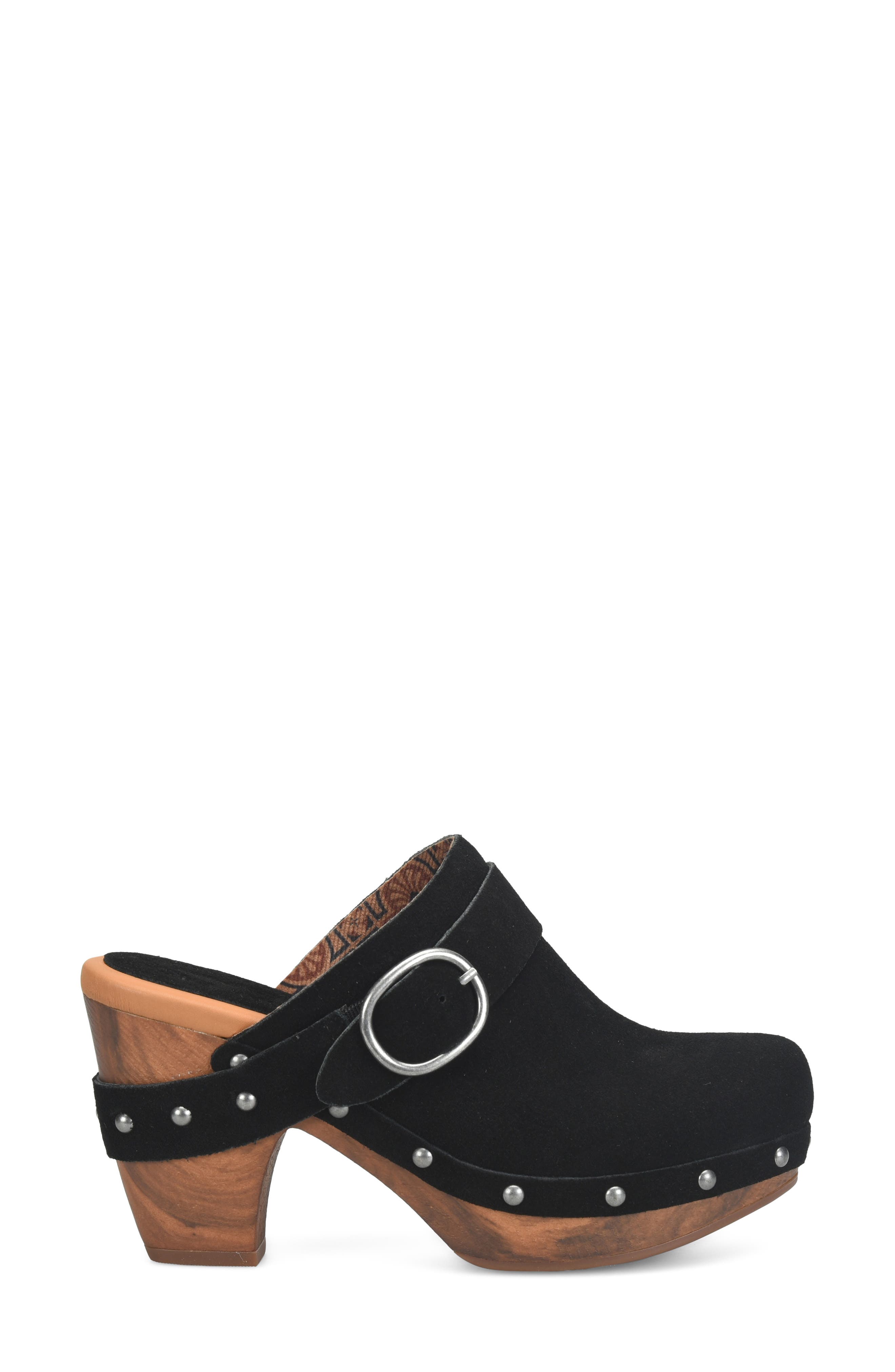 Gemini Leather Clog, Alternate, color, BLACK SUEDE