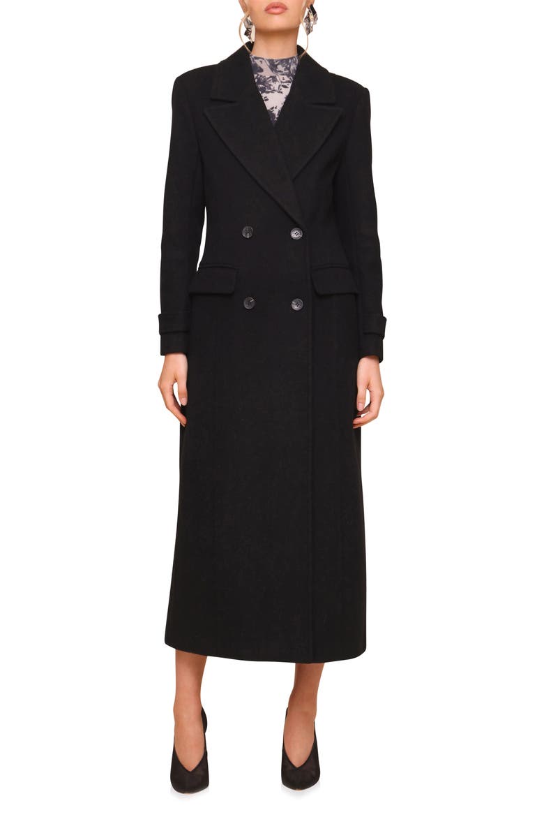 Padded Shoulder Longline Coat, Main, color, BLACK