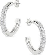 Sterling Forever Half Pav9 Hoop Earrings