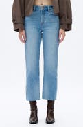 Bayeas High Waist Raw Hem Ankle Straight Leg Jeans