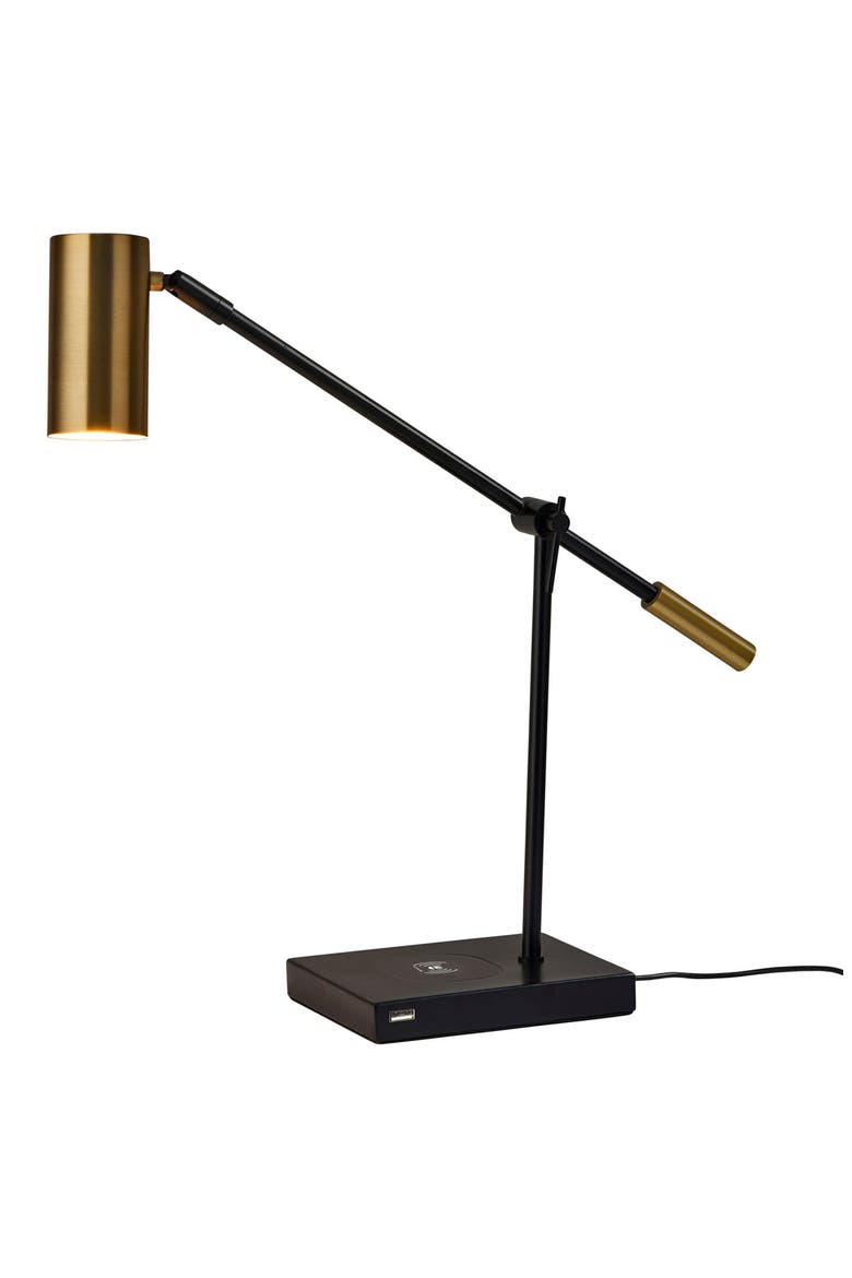 Collette Charging Desk Lamp, Main, color, BLACK WITH ANTIQUE BRASS
